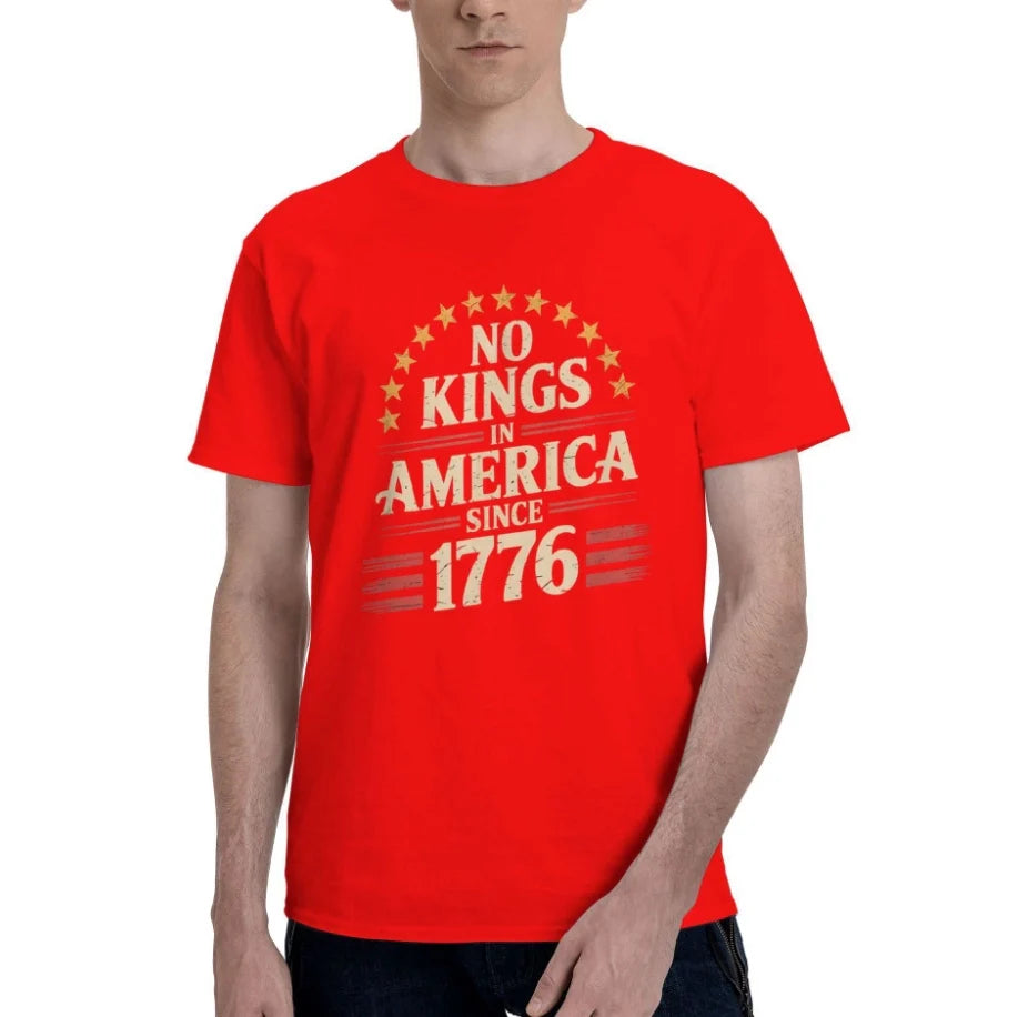 Men's Retro Casual T-Shirt No Kings IN America Since 1776 T-Shirt