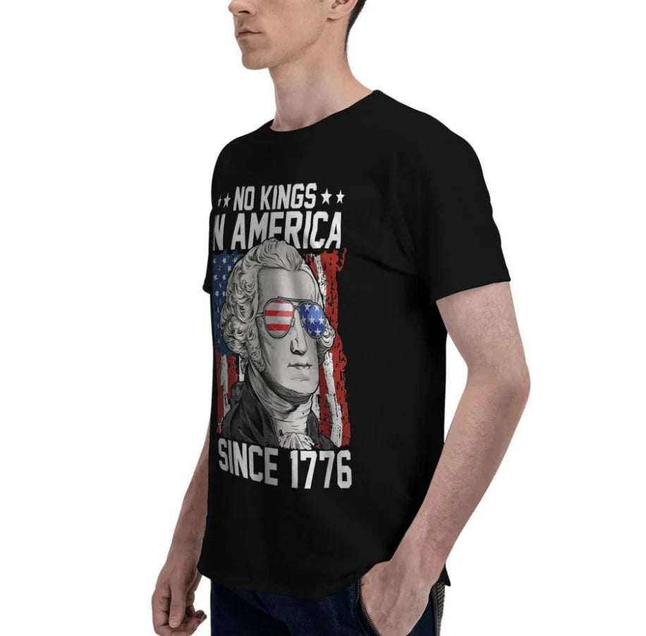 Men's Short Sleeve Crew Neck T-Shirt No Kings IN America Since 1776 T-Shirt