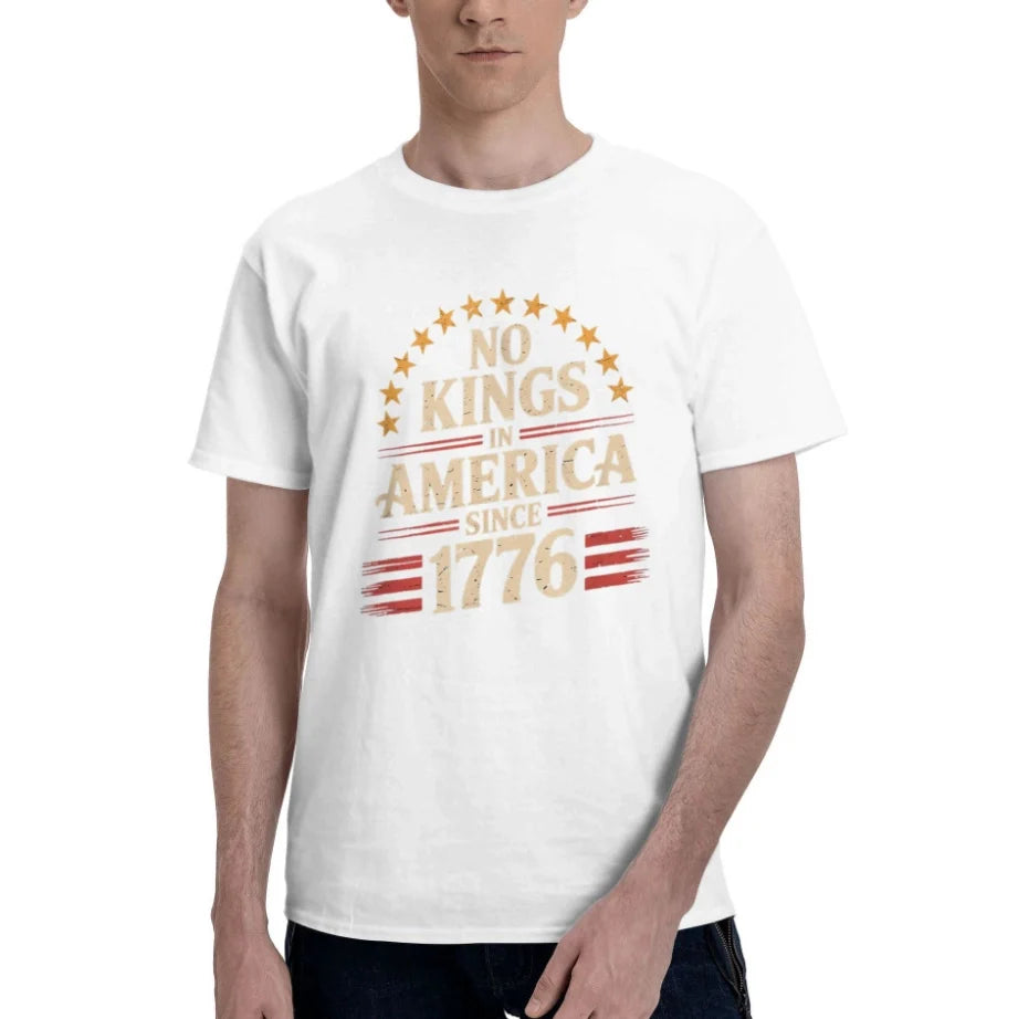 Men's Retro Casual T-Shirt No Kings IN America Since 1776 T-Shirt