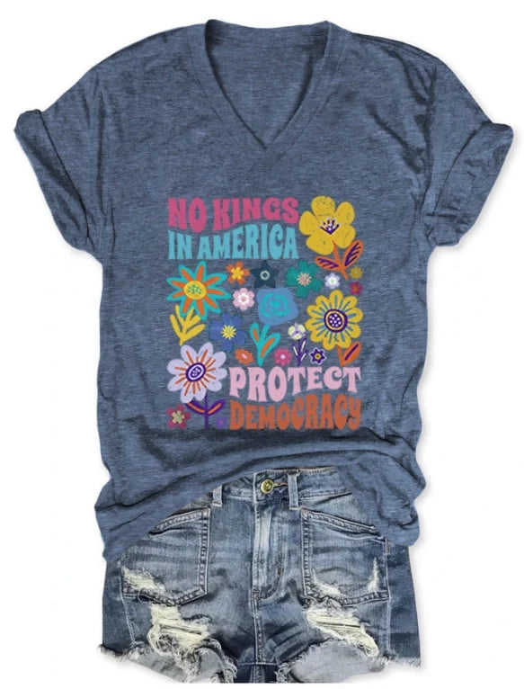 No Kings In America Protect Democracy Floral  for Women
