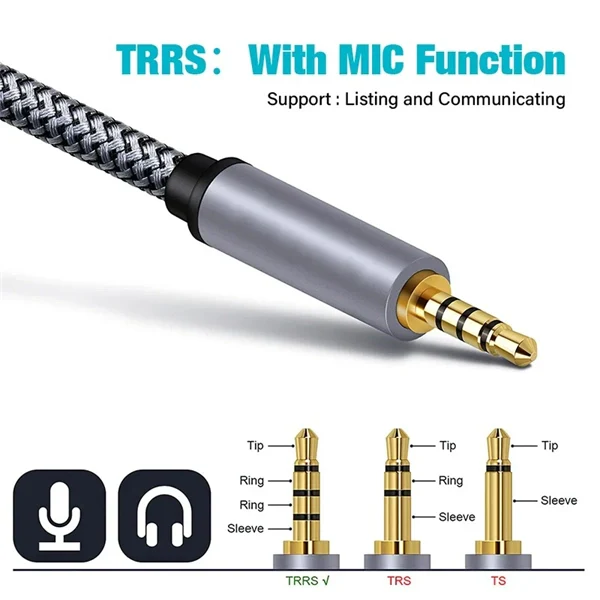 3.5mm to 3.5mm TRRS 4-Pole AUX Cable – HiFi Stereo Audio Cord for Phone, Car & Headphones