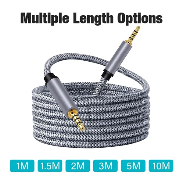 3.5mm to 3.5mm TRRS 4-Pole AUX Cable – HiFi Stereo Audio Cord for Phone, Car & Headphones