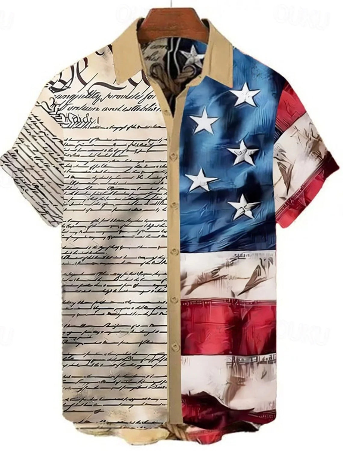 Mens Funky Shirts Independence Day Mens American Flag Shirt