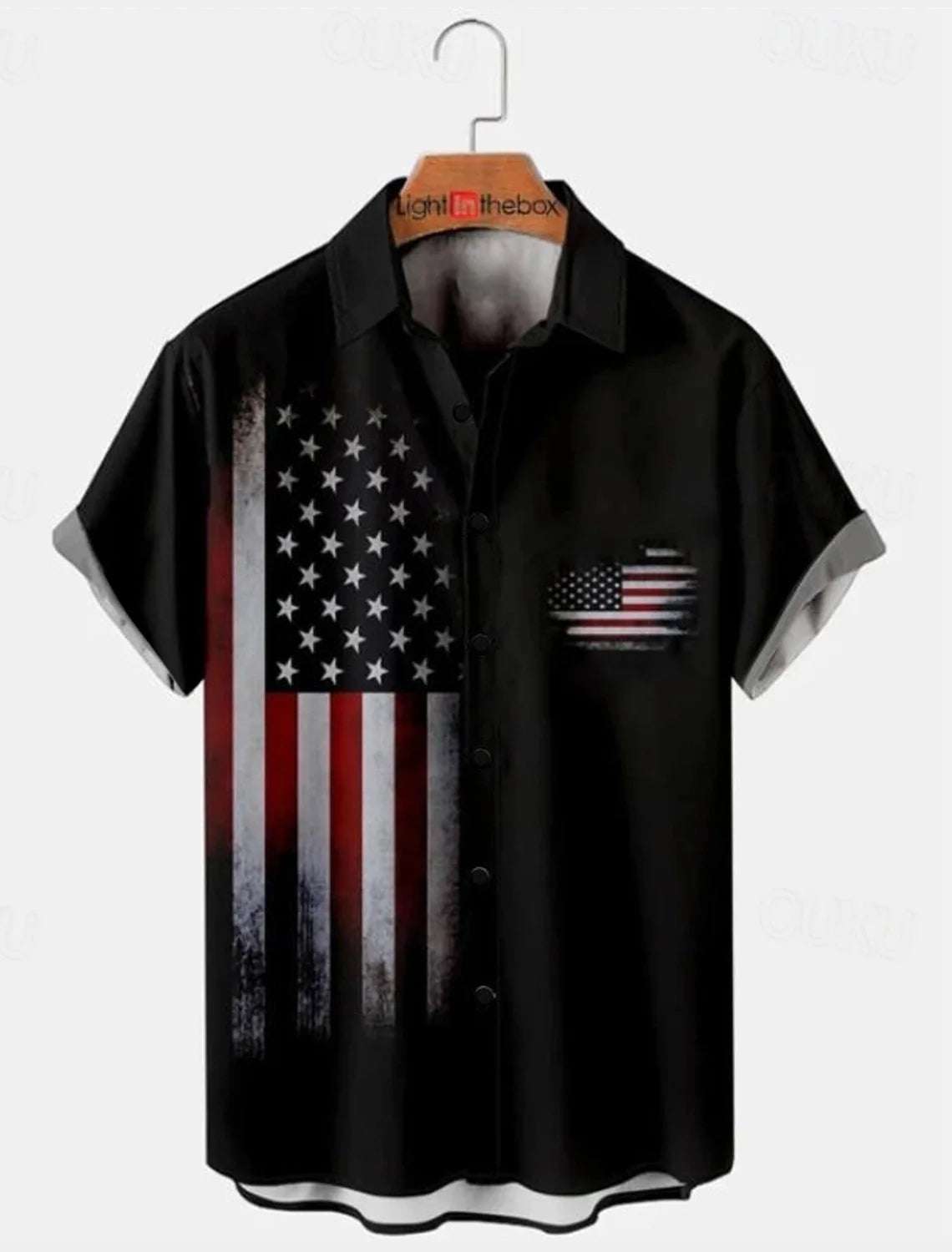 Mens Funky Shirts Independence Day Mens American Flag Shirt