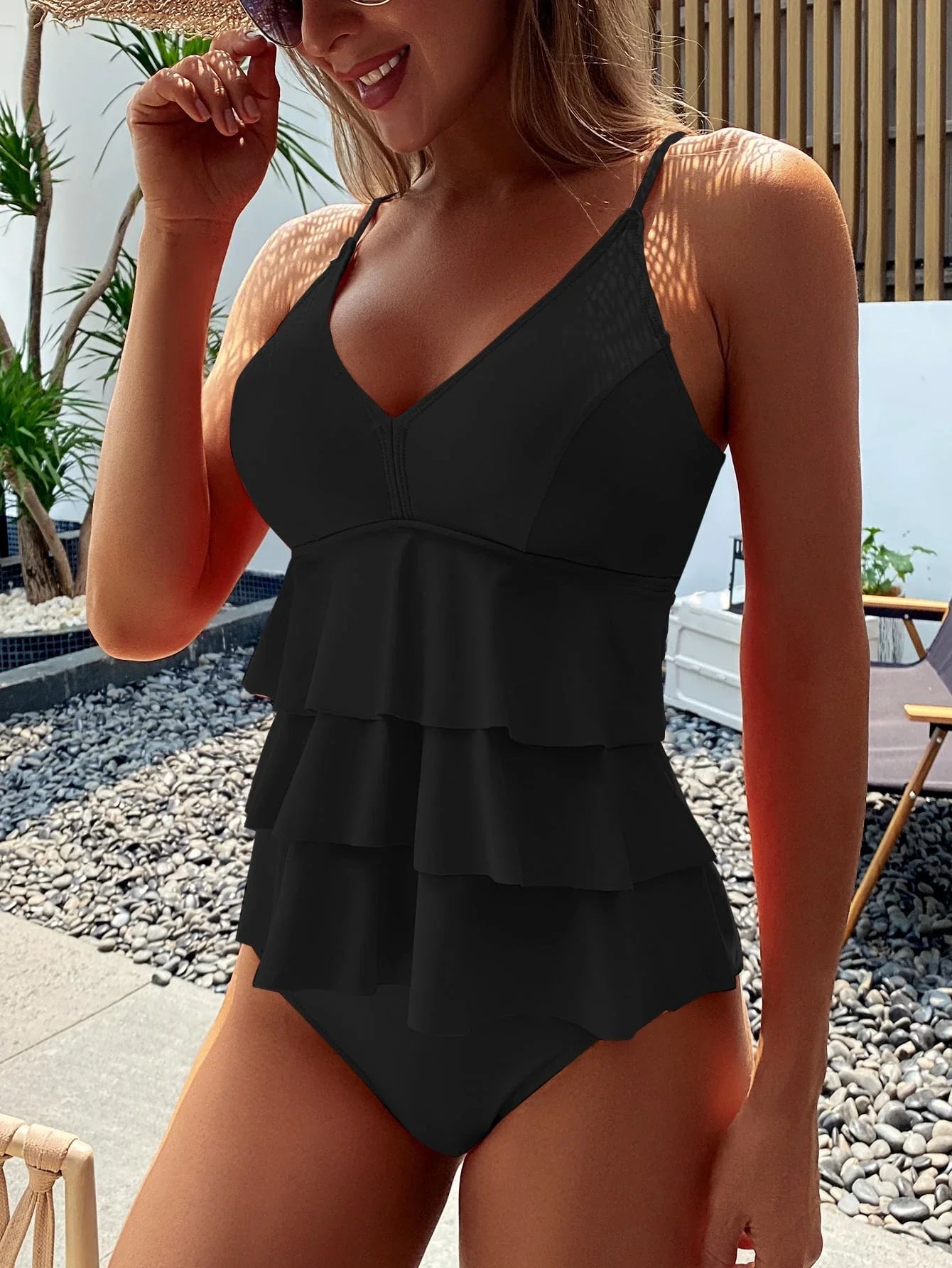 Tiered Tankini Top & Bottom Set - Comfort Swimwear
