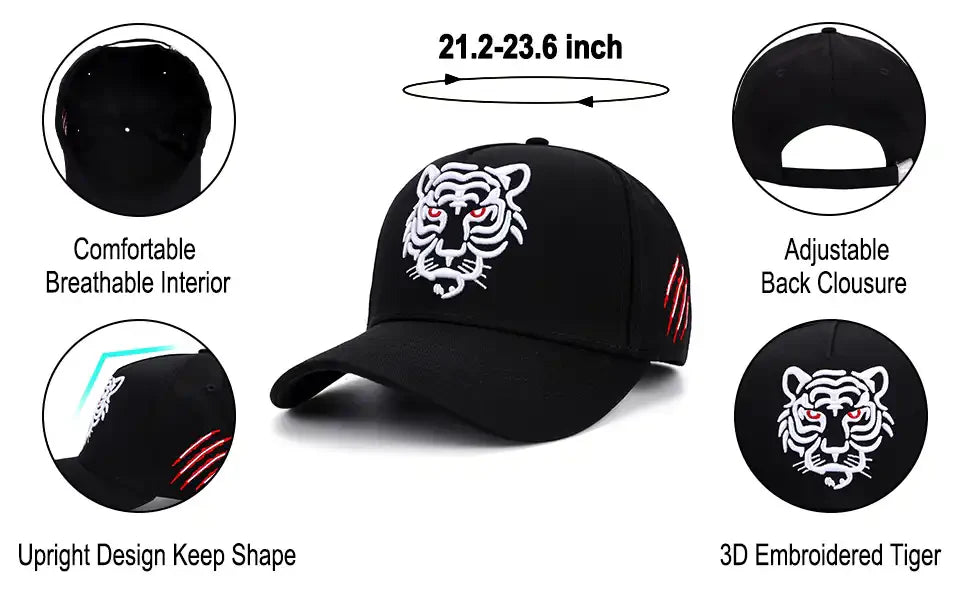 Tiger Embroidered Baseball Cap Adjustable Unisex Hip Hop Cap