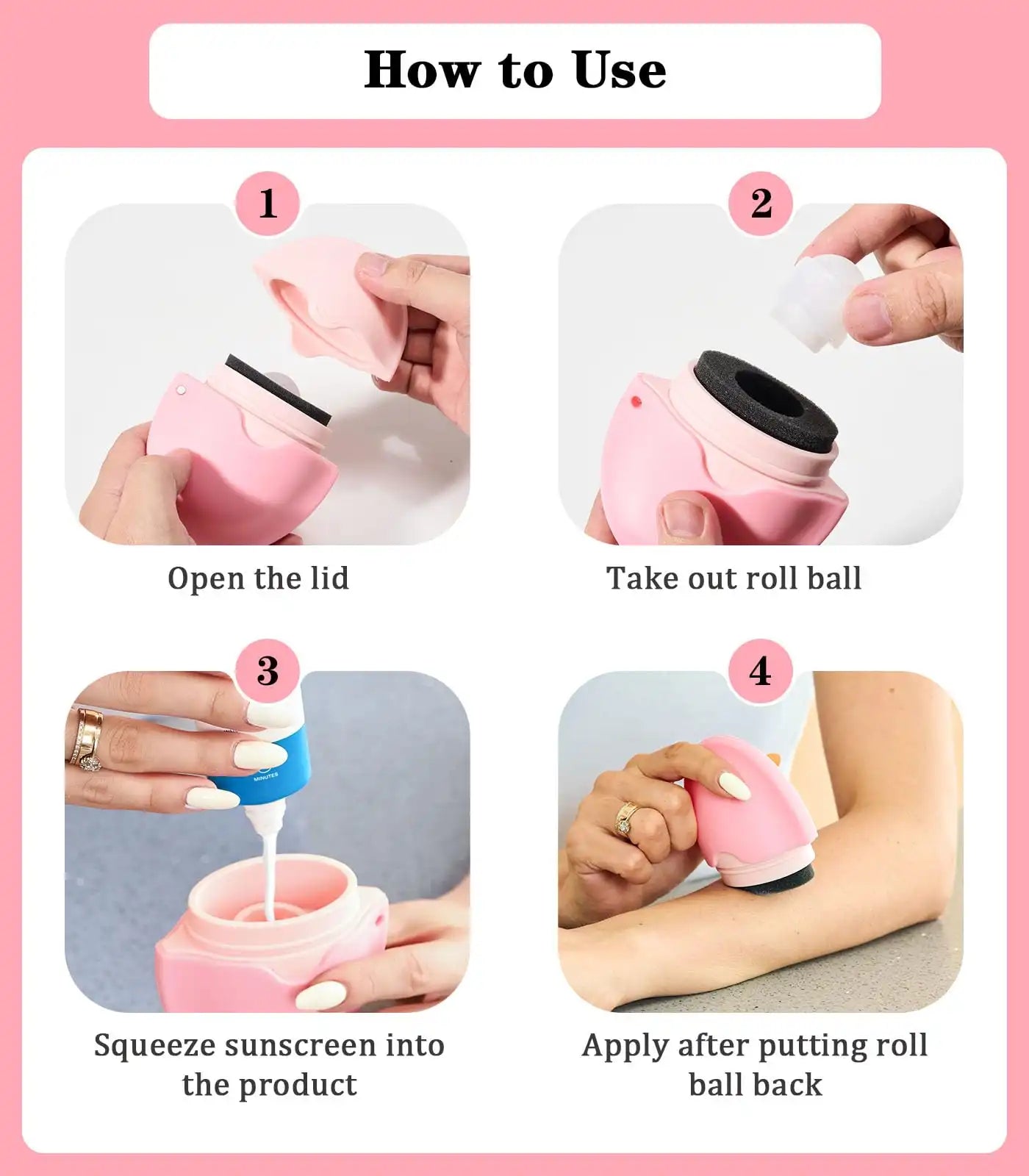 Travel Sunscreen Rollerball & Sponge Applicator - Detachable, Kid-Safe