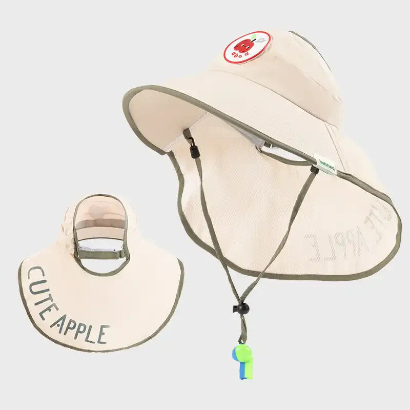 UPF 50+ Kids' Cartoon Sun Hat with Cape(Ages 2-12)