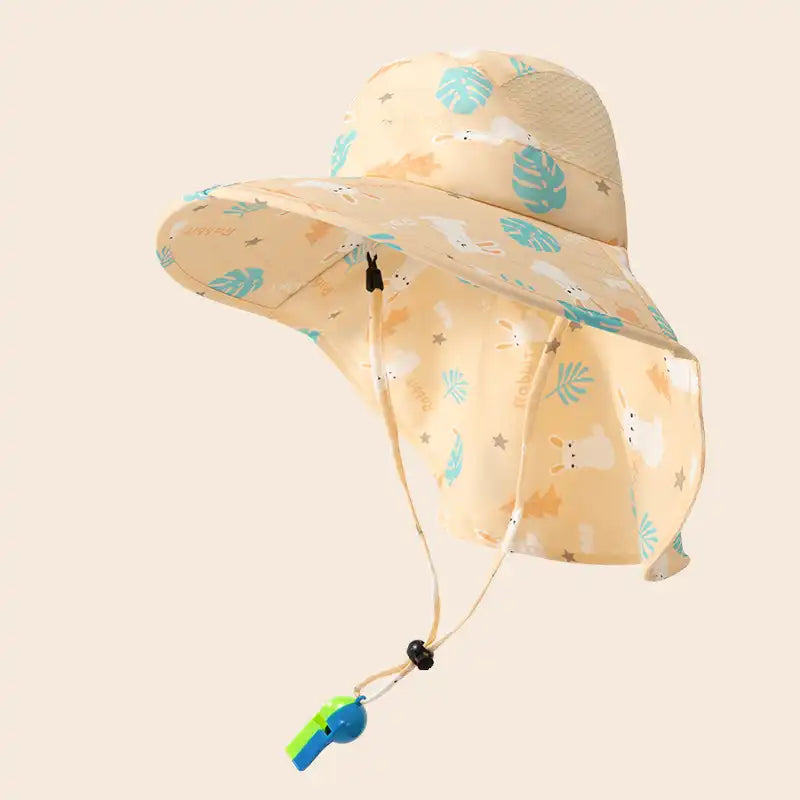 UPF 50+ Kids' Cartoon Sun Hat with Cape(Ages 2-12)