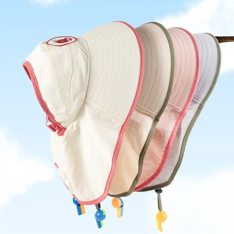 UPF 50+ Kids' Cartoon Sun Hat with Cape(Ages 2-12)