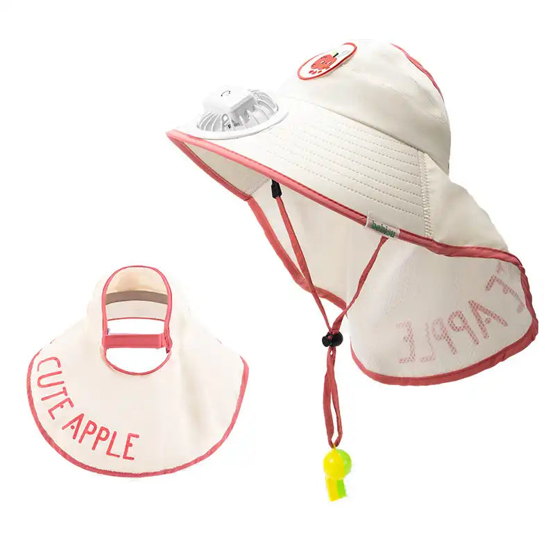 UPF 50+ Kids' Cartoon Sun Hat with Cape(Ages 2-12)