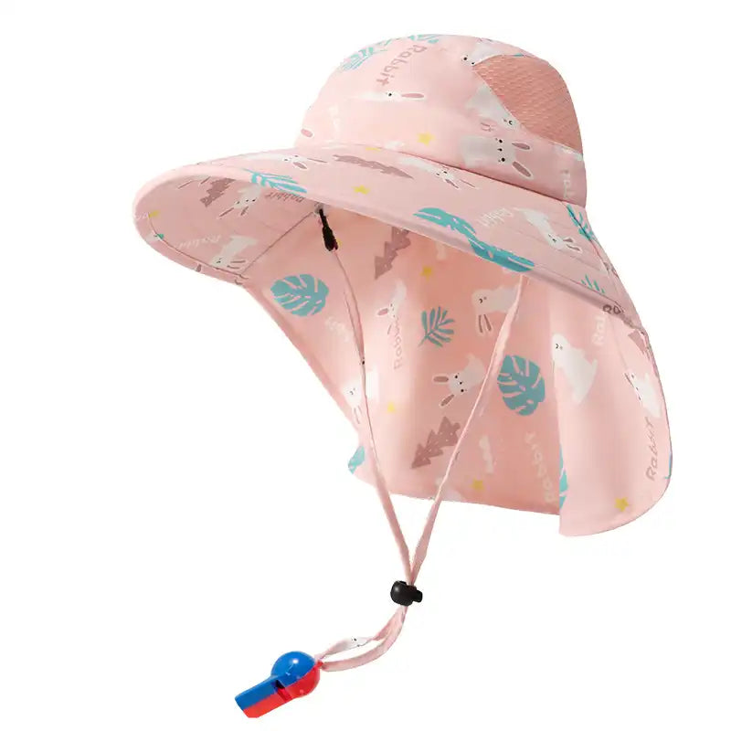 UPF 50+ Kids' Cartoon Sun Hat with Cape(Ages 2-12)