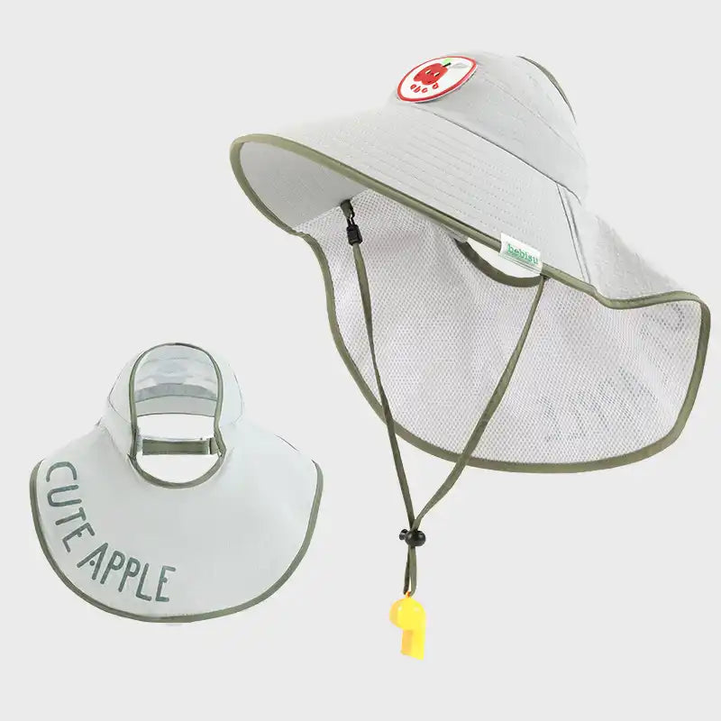 UPF 50+ Kids' Cartoon Sun Hat with Cape(Ages 2-12)