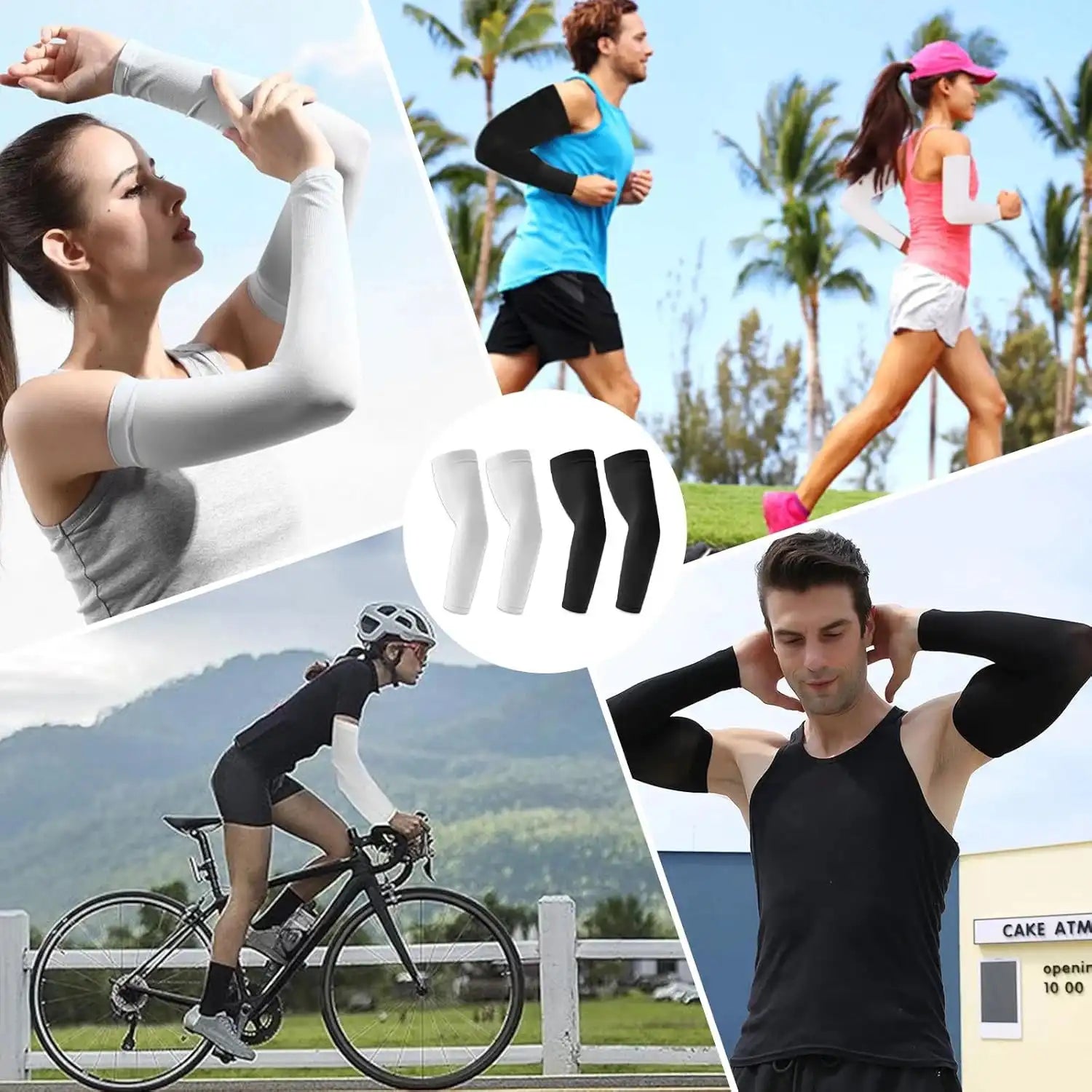 UPF 50+ Plus Size Cooling Sleeves for Cycling, Golf, Basketball, Fishing and Driving