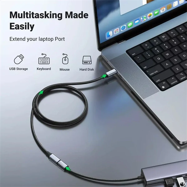 USB-C 3.1 Extension Cable – Male to Female Charging & Data Transfer Cord