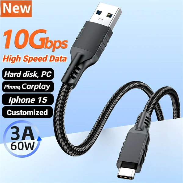 USB 3.2 to USB-C Data Cable – 10Gbps High-Speed USB to Type-C for HDD, CarPlay & 3A Fast Charging
