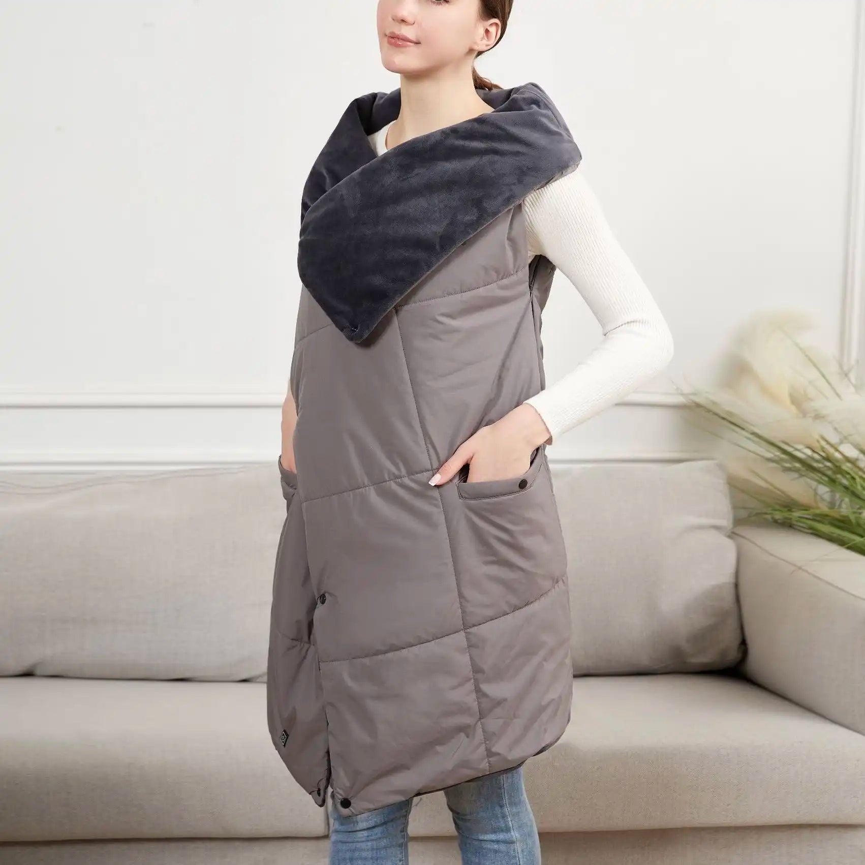 USB-Powered Heated Wearable Blanket Shawl - 3 Heat Settings, Portable & Machine Washable