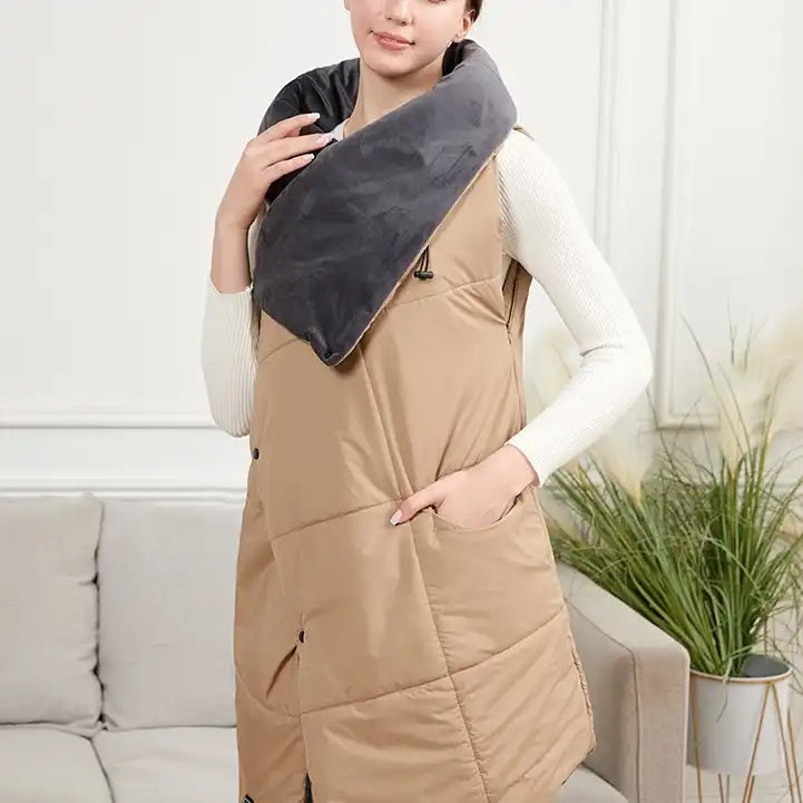 USB-Powered Heated Wearable Blanket Shawl - 3 Heat Settings, Portable & Machine Washable