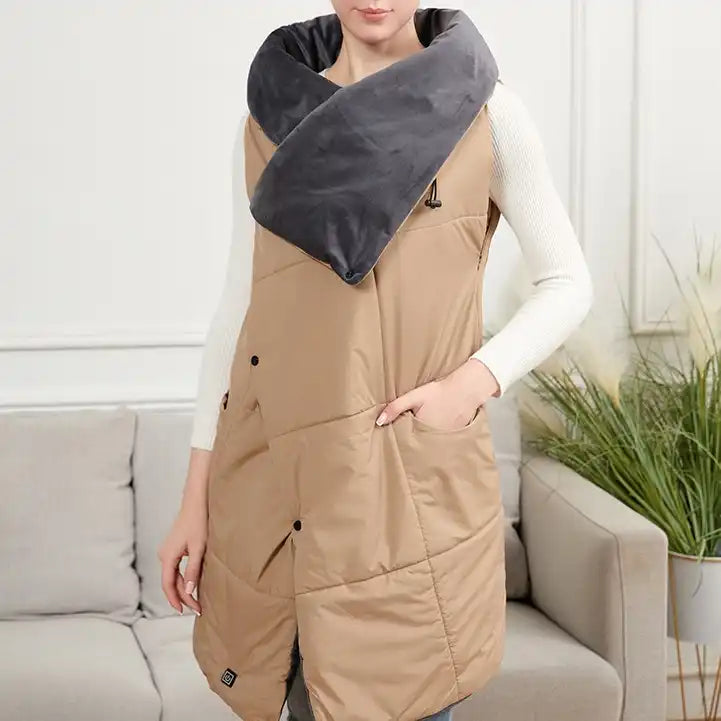 USB-Powered Heated Wearable Blanket Shawl - 3 Heat Settings, Portable & Machine Washable