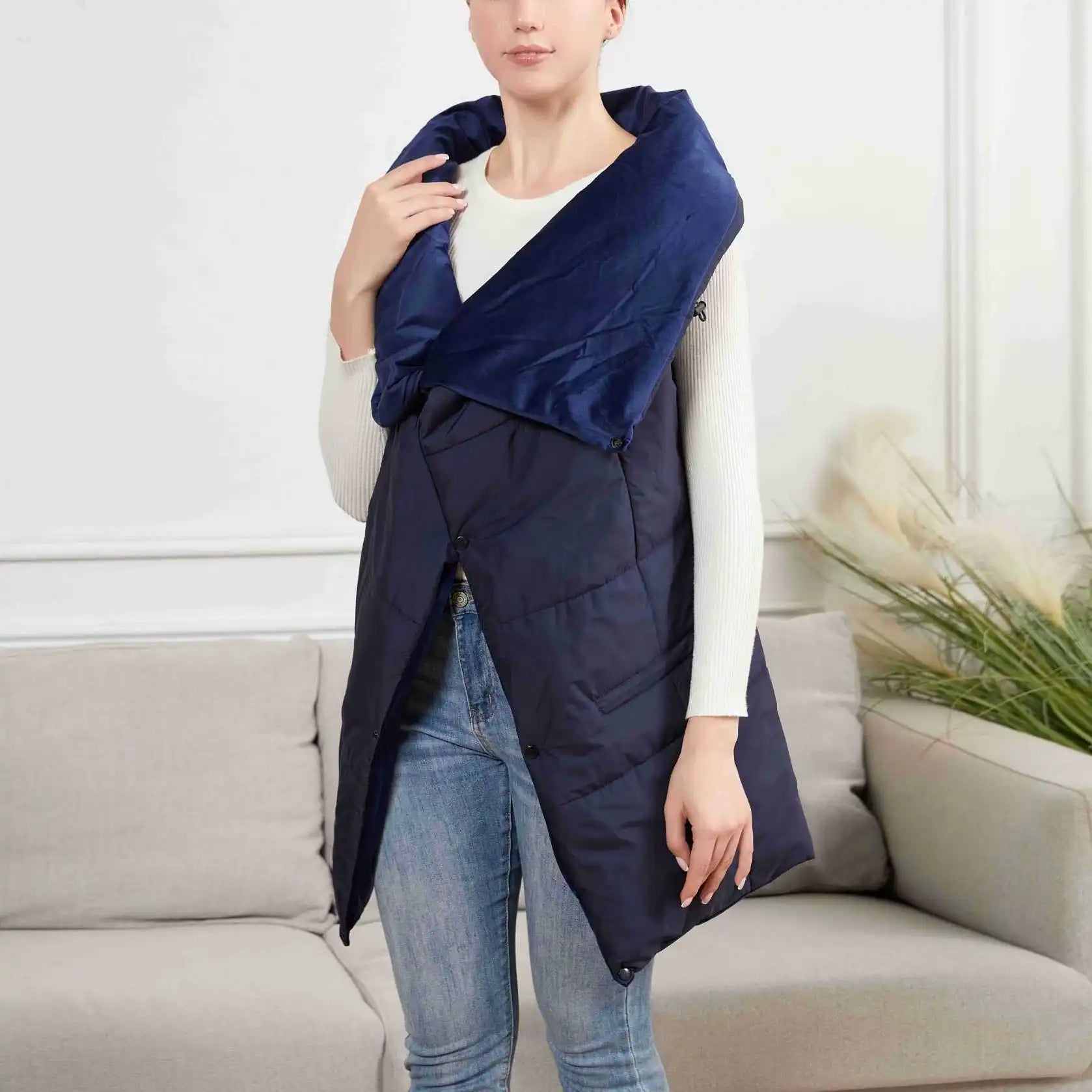 USB-Powered Heated Wearable Blanket Shawl - 3 Heat Settings, Portable & Machine Washable