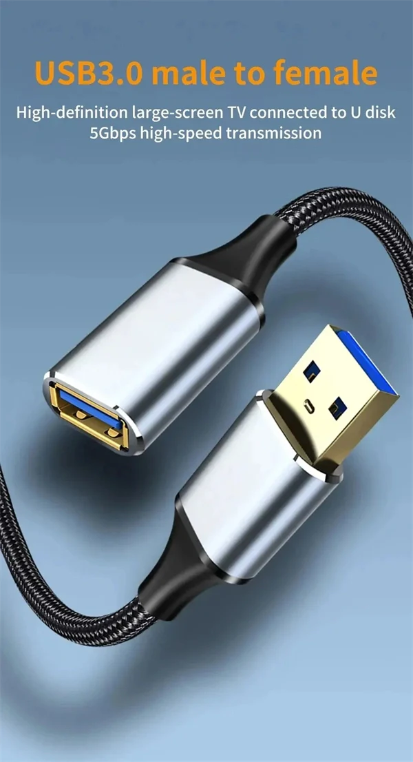 USB 3.0 Male to Female Extension Cable – High-Speed Data & Charging for Laptops, TVs, PS4, and USB Devices