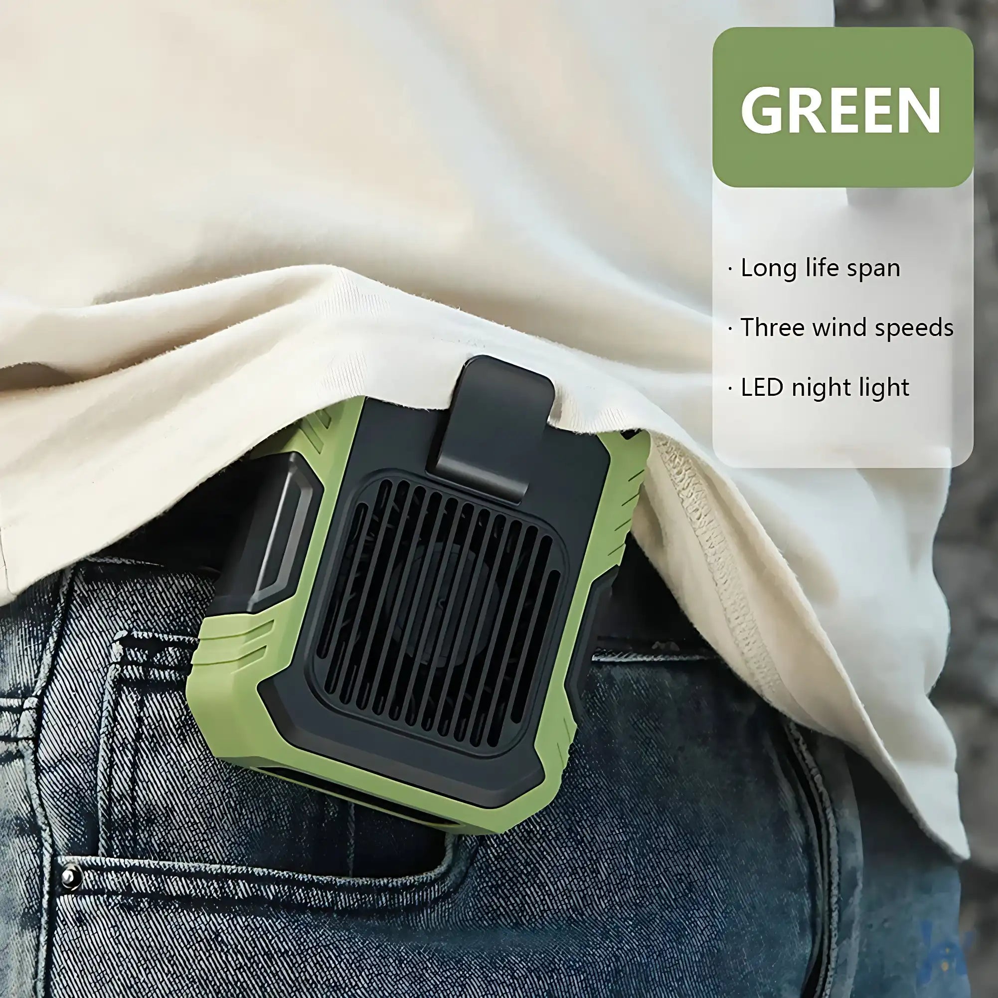 Ultra-Portable Waist Fan - Rechargeable 3-Speed Cooling, Doubles as Power Bank