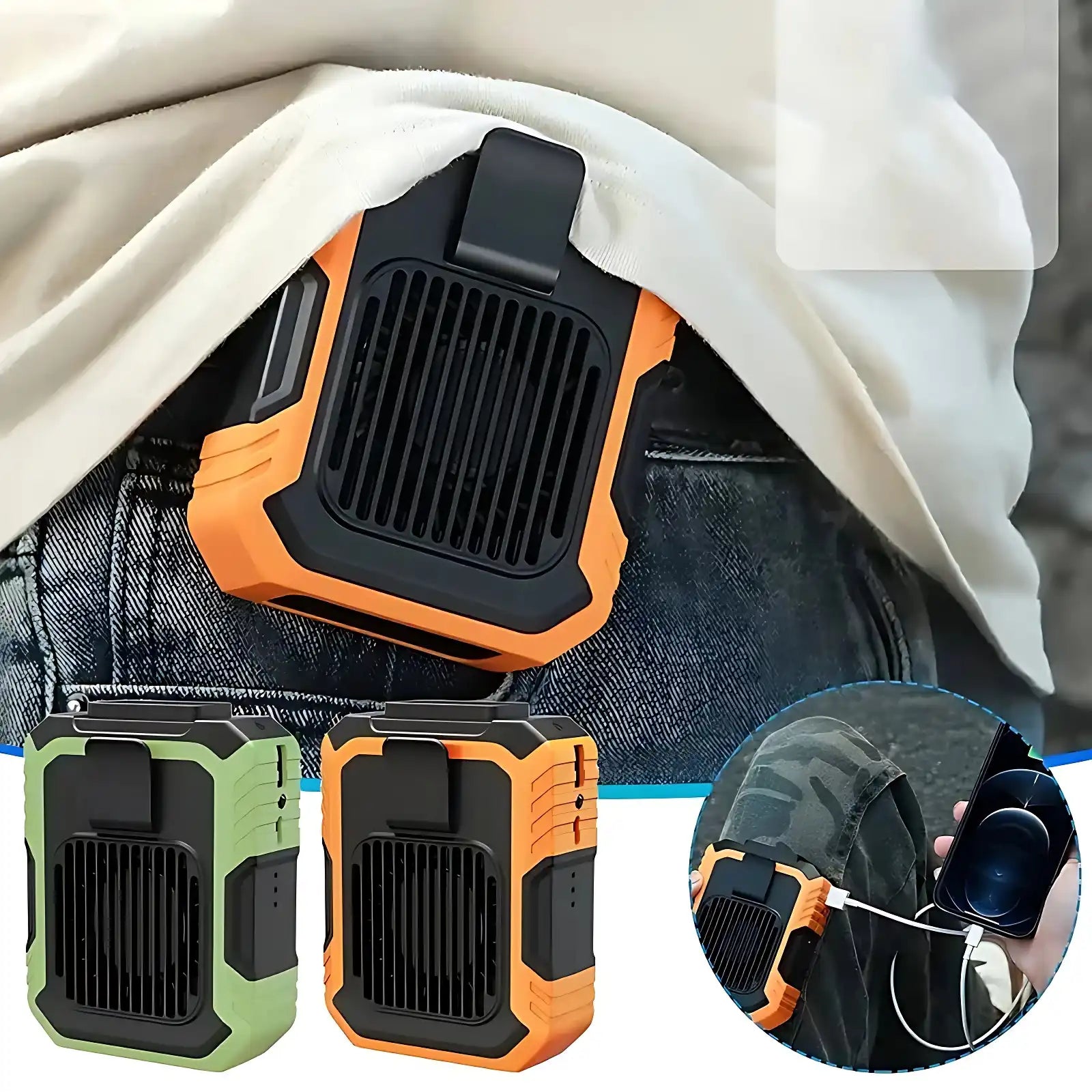 Ultra-Portable Waist Fan - Rechargeable 3-Speed Cooling, Doubles as Power Bank
