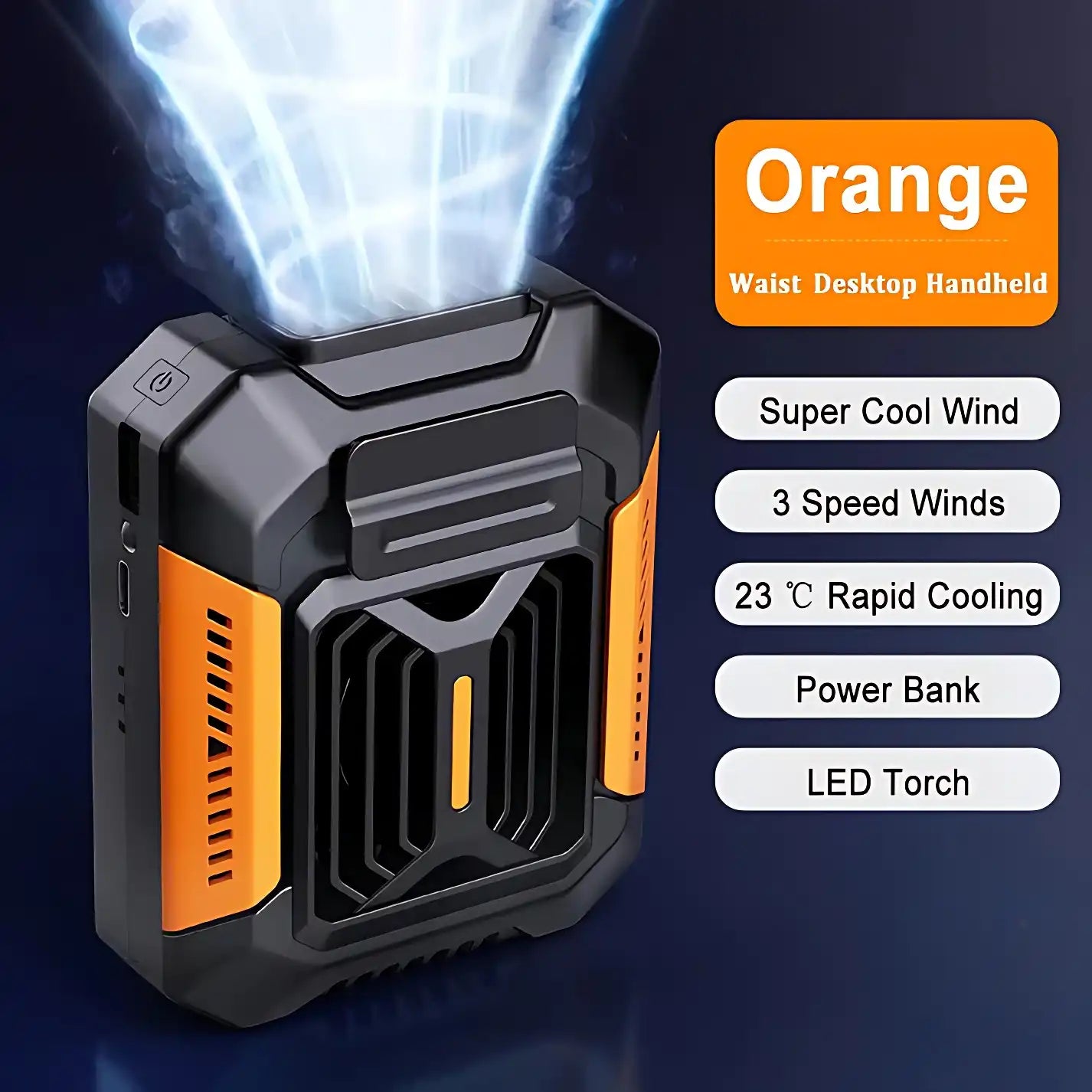 Ultra-Portable Waist Fan - Rechargeable 3-Speed Cooling, Doubles as Power Bank