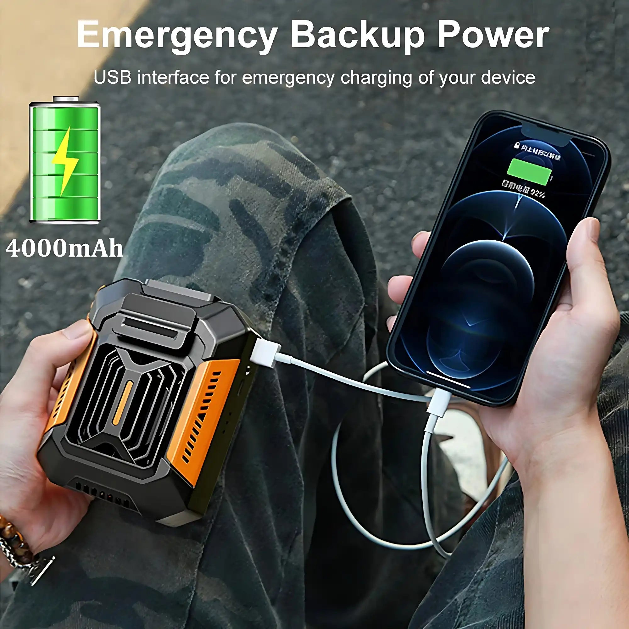 Ultra-Portable Waist Fan - Rechargeable 3-Speed Cooling, Doubles as Power Bank