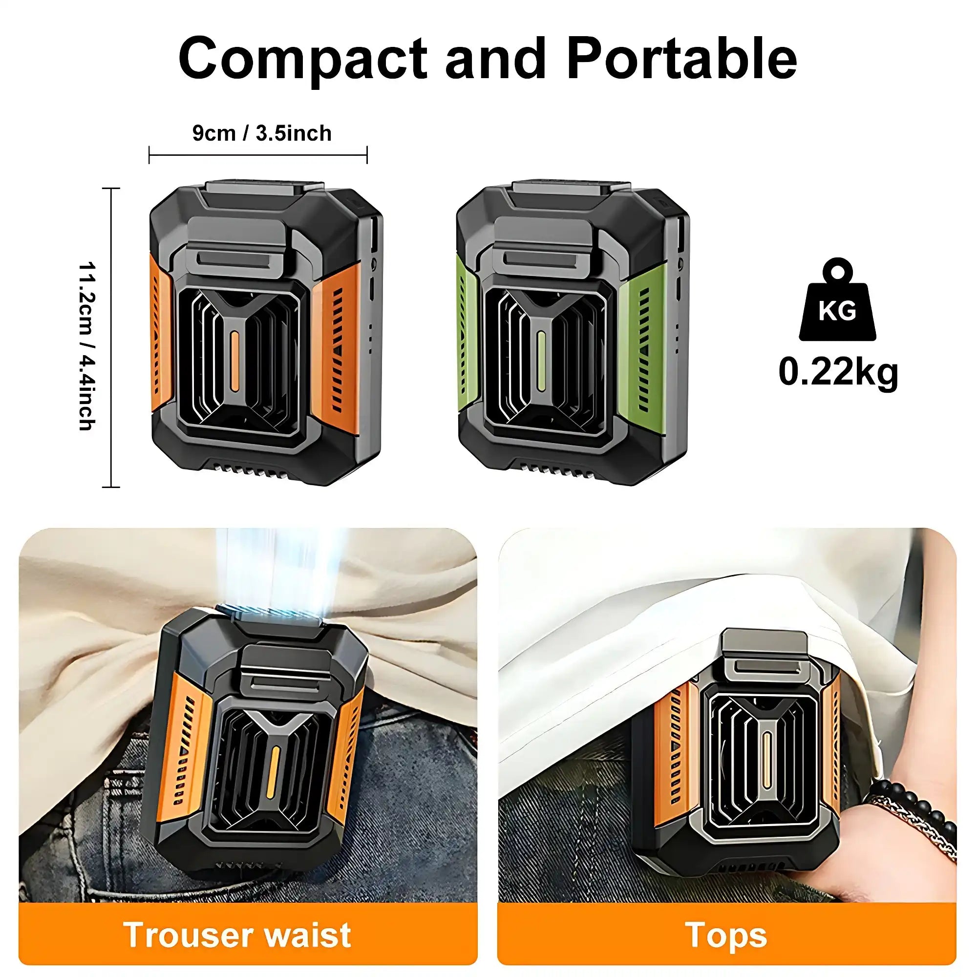 Ultra-Portable Waist Fan - Rechargeable 3-Speed Cooling, Doubles as Power Bank