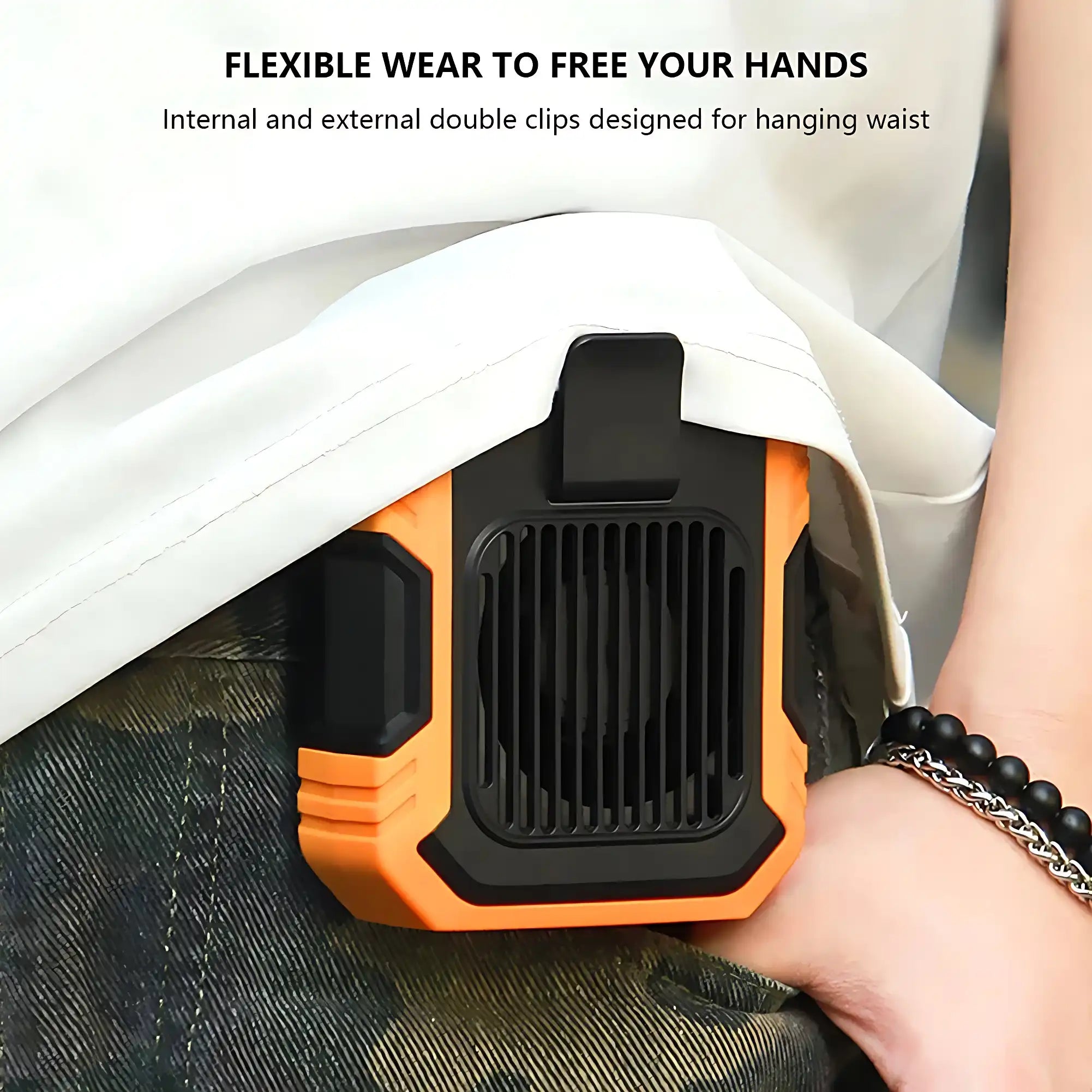 Ultra-Portable Waist Fan - Rechargeable 3-Speed Cooling, Doubles as Power Bank