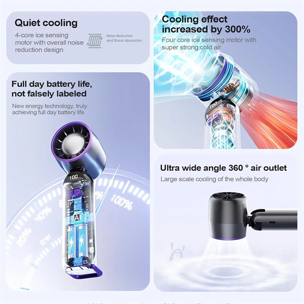 Ultra High-Speed Bladeless Turbo Fan – 100-Speed Adjustable Mini Handheld & Portable USB Desk Fan