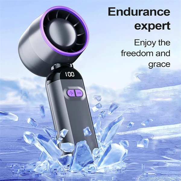 Ultra High-Speed Bladeless Turbo Fan – 100-Speed Adjustable Mini Handheld & Portable USB Desk Fan