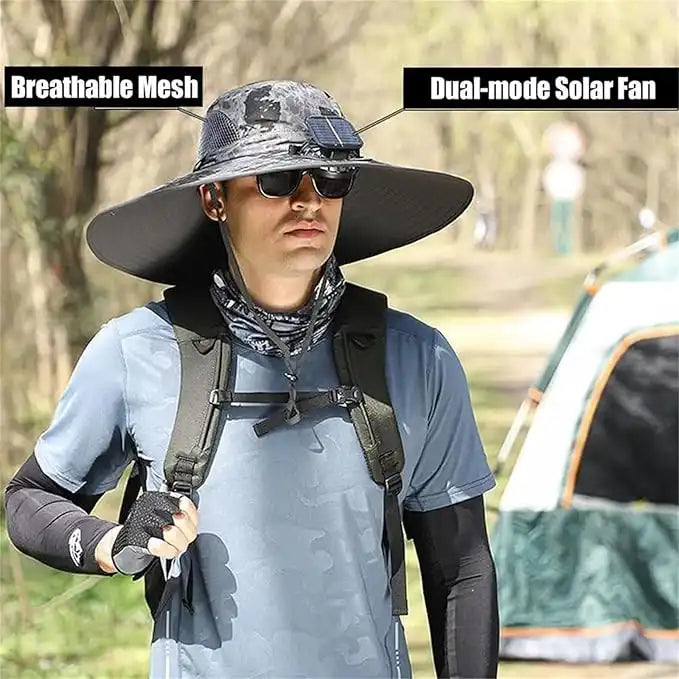 Ultralight Solar Fan Outdoor Hat for Camping, Hiking, Cycling, Best Father’s Day Gift for Dad or Husband