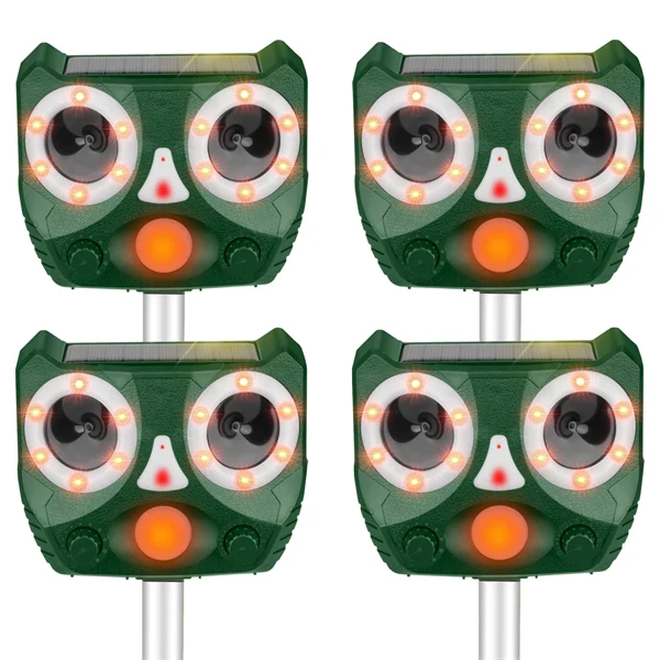 Ultrasonic Animal Repeller Outdoor, Solar Powered Squirrels Repeller Waterproof Deer Repeller for Rats，Dog, Cat, Squirrels, Bird, Rabbit, Deer, Raccoon Farm Yard Garden