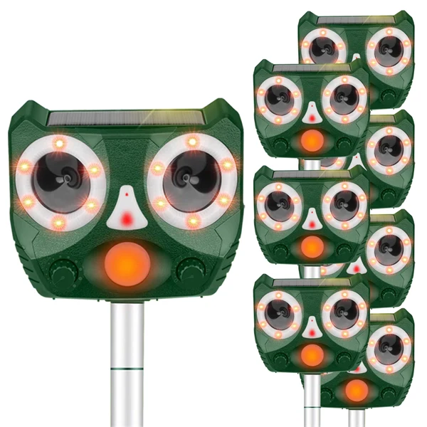 Ultrasonic Animal Repeller Outdoor, Solar Powered Squirrels Repeller Waterproof Deer Repeller for Rats，Dog, Cat, Squirrels, Bird, Rabbit, Deer, Raccoon Farm Yard Garden