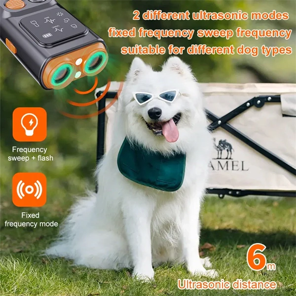 Ultrasonic Dog Bark Control – Dual Head Bark Deterrent with High-Frequency Flashlight | Long-Lasting, Safe & Effective