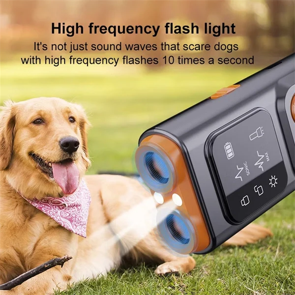 Ultrasonic Dog Bark Control – Dual Head Bark Deterrent with High-Frequency Flashlight | Long-Lasting, Safe & Effective
