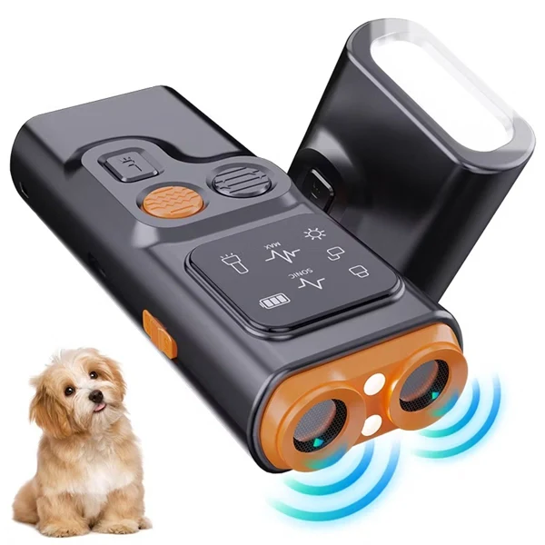 Ultrasonic Dog Bark Control – Dual Head Bark Deterrent with High-Frequency Flashlight | Long-Lasting, Safe & Effective