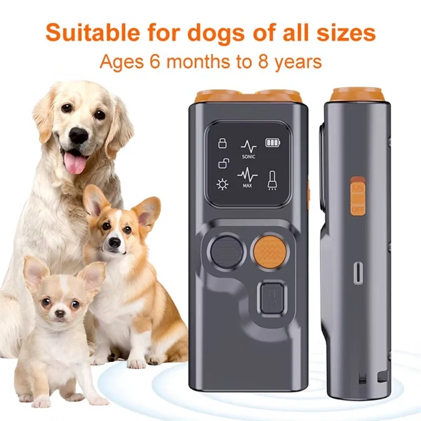 Ultrasonic Dog Bark Control – Dual Head Bark Deterrent with High-Frequency Flashlight | Long-Lasting, Safe & Effective