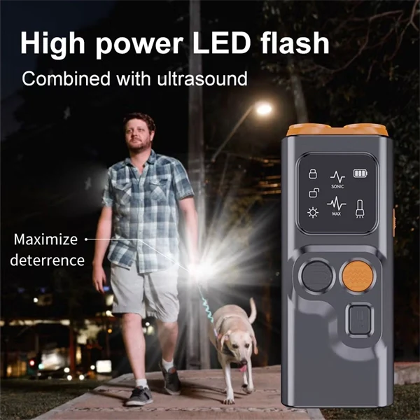 Ultrasonic Dog Bark Control – Dual Head Bark Deterrent with High-Frequency Flashlight | Long-Lasting, Safe & Effective
