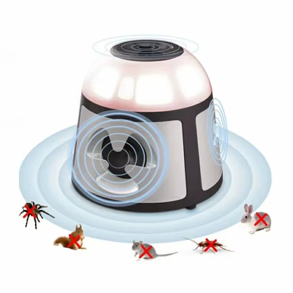360° Ultrasonic Rodent Repeller – 4-Mode Mouse & Rat Deterrent with Flashing Lights & Alarm, Indoor Pest Control for Mice, Cockroaches, Ants, Spiders