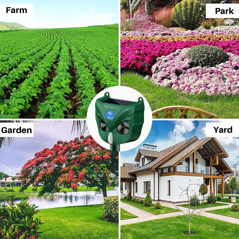 Ultrasonic Solar Yard Animal Repeller with Motion Sensor and Flash Light - For Rodents Squirrel Dogs