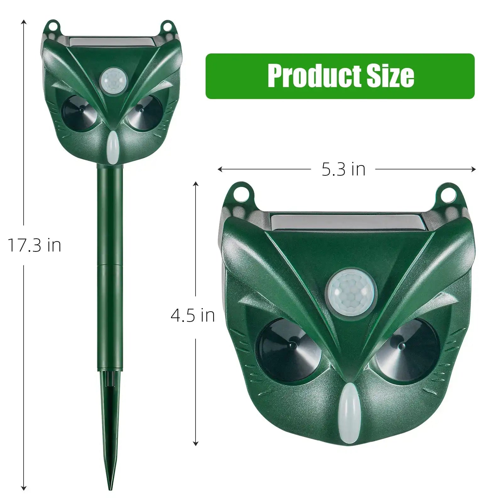 Ultrasonic Solar Yard Animal Repeller with Motion Sensor and Flash Light - For Rodents Squirrel Dogs