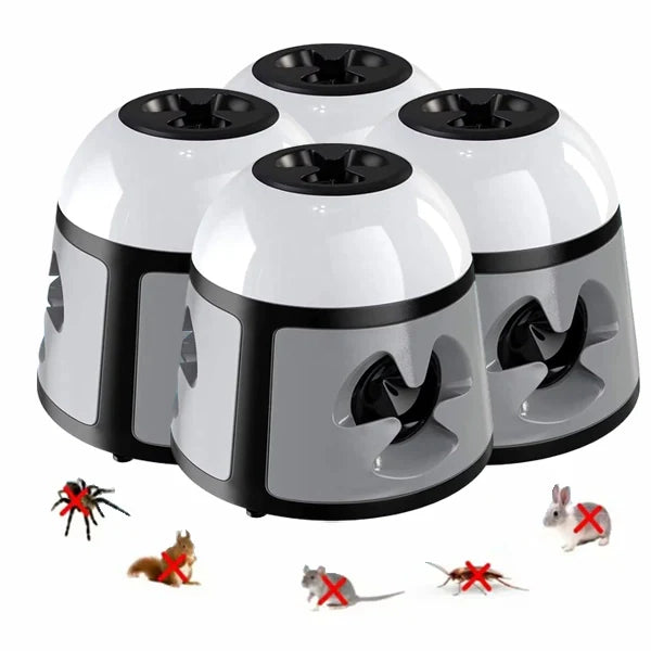 360° Ultrasonic Rodent Repeller – 4-Mode Mouse & Rat Deterrent with Flashing Lights & Alarm, Indoor Pest Control for Mice, Cockroaches, Ants, Spiders