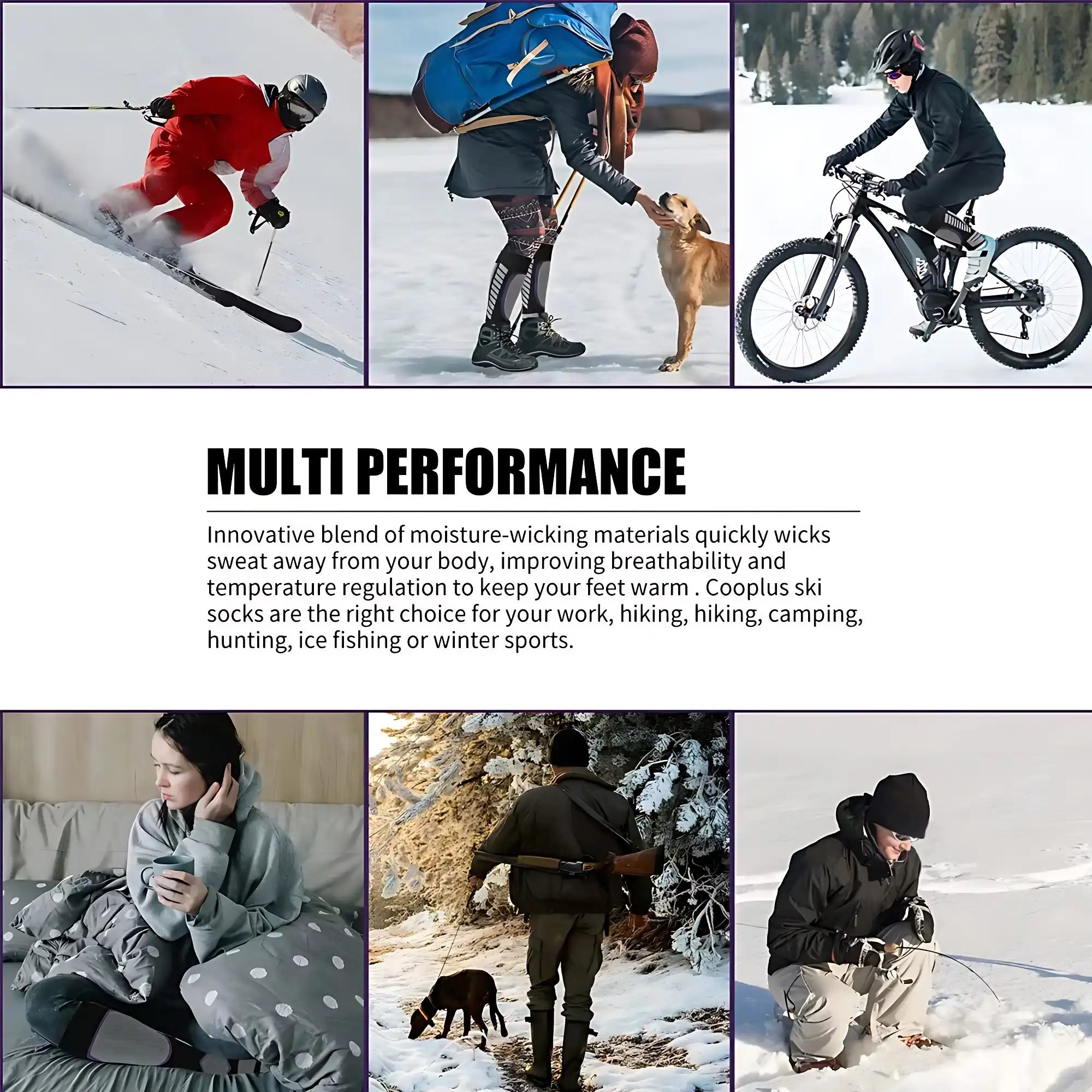 Unisex Anti-Sprain Long Wool Ski Socks