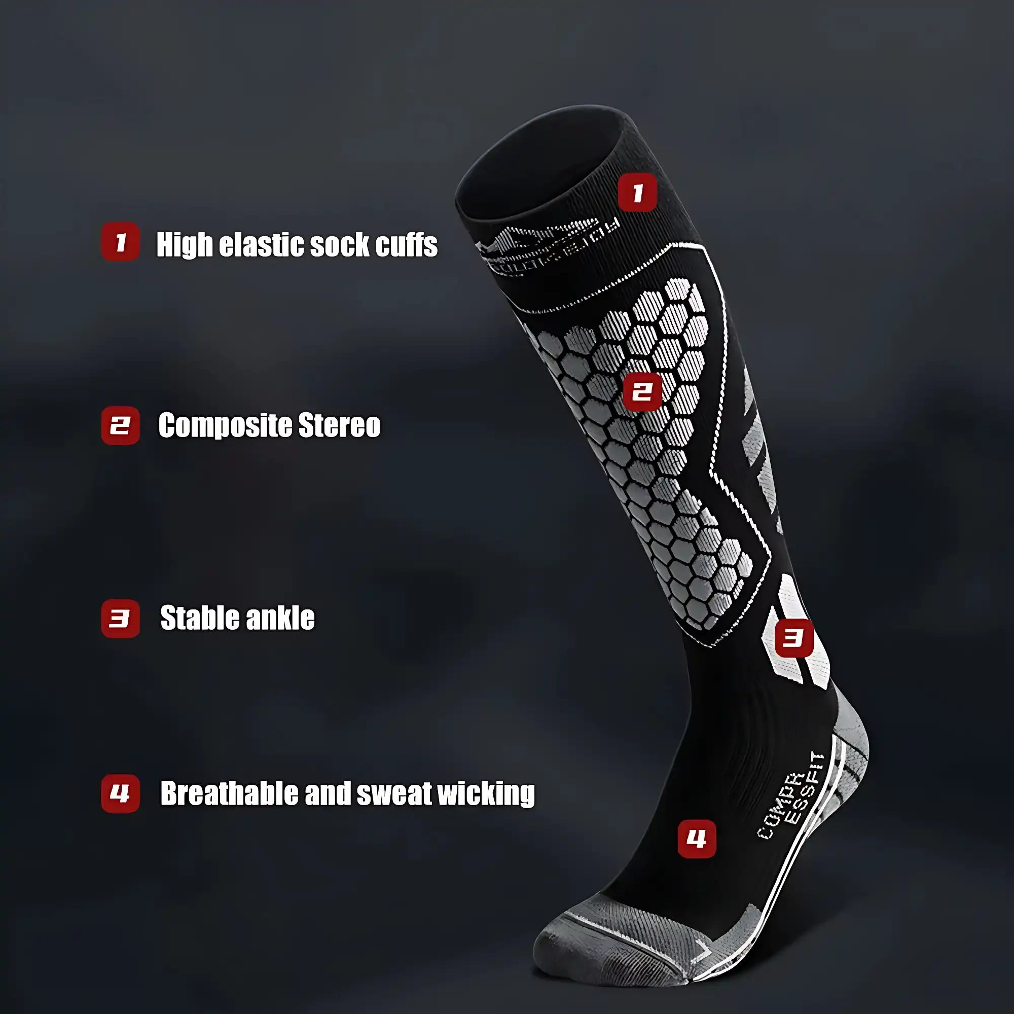 Unisex Anti-Sprain Long Wool Ski Socks