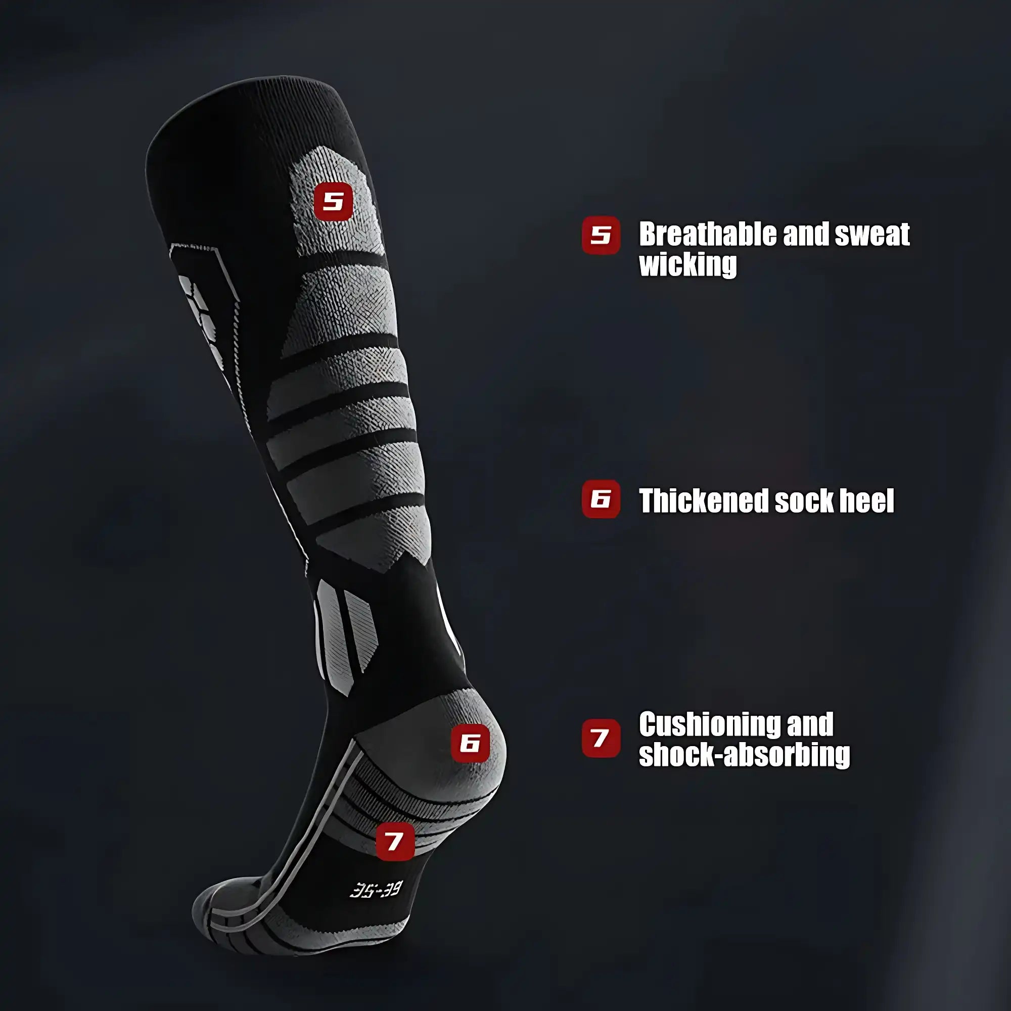 Unisex Anti-Sprain Long Wool Ski Socks