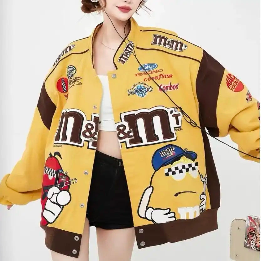 Unisex Embroidered Racing Jacket | Oversized Moto Style