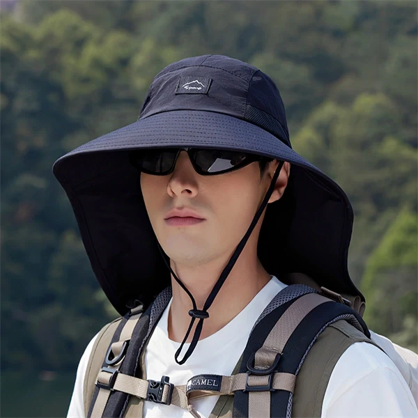 Unisex Quick-Dry Outdoor Hat – Waterproof Breathable with Neck Flap & Mesh Panels